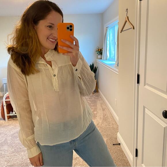 Isabel Marant White Sheer Cotton Silk Blouse 40 Medium - Picture 3 of 13